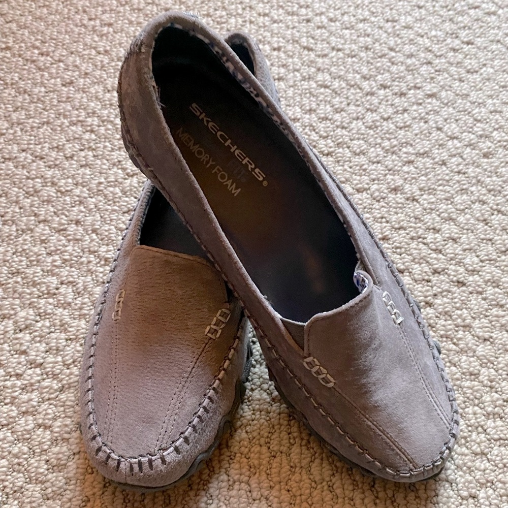Skechers grey suede loafers size 9.5
